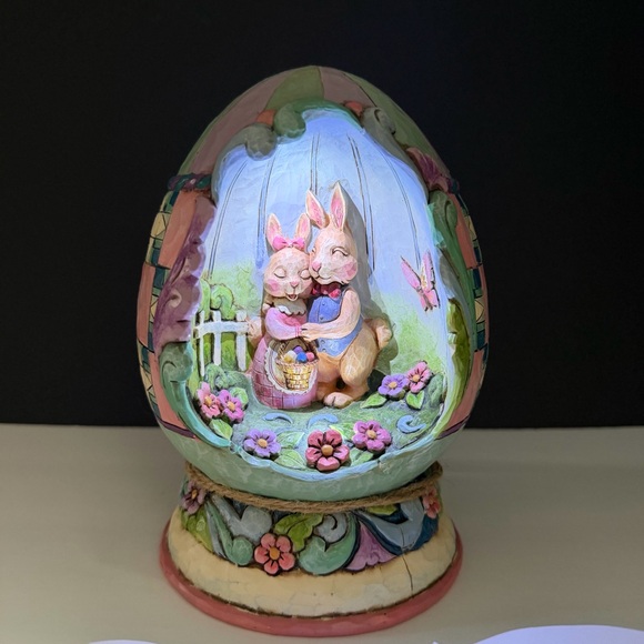 Easter Egg with Bunnies Spring Love Figurine light Up Jim Shore - Picture 7 of 16